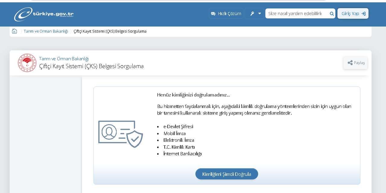 E-Devlet Çiftçi Sorgulama