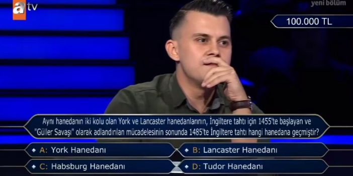 Aynı Hanedanın İki Kolu Olan York Ve Lancaster Hanedanlarının, İngiltere Tahtı İçin 1455'te Başlayan Ve 'Güller Savaşı' Olarak Adlandırılan Mücadelesinin Sonunda 1485'te İngiltere Tahtı Hangi Hanedana Geçmiştir? Kim Milyoner Olmak İsterin Sorusu