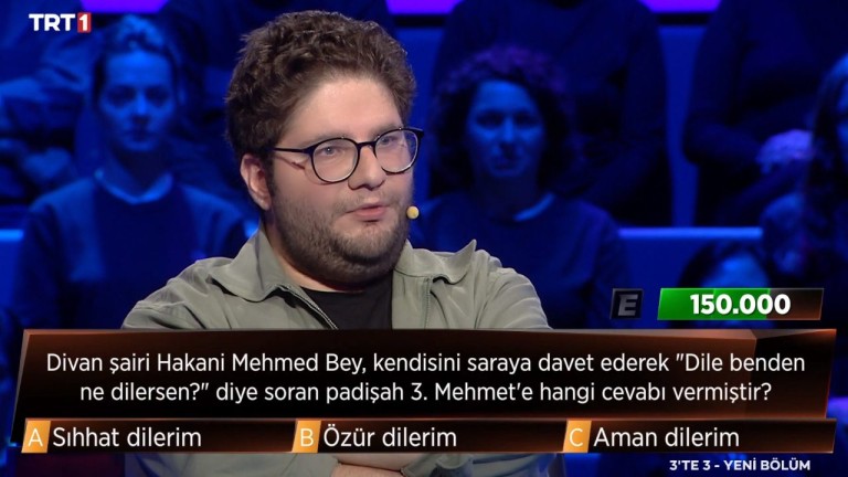 Divan şairi Hakani Mehmed Bey, Kendisini Saraya Davet Ederek "Dile Benden Ne Dilersen?" Diye Soran Padişah 3. Mehmet’e Hangi Cevabı Vermiştir? 3'Te 3