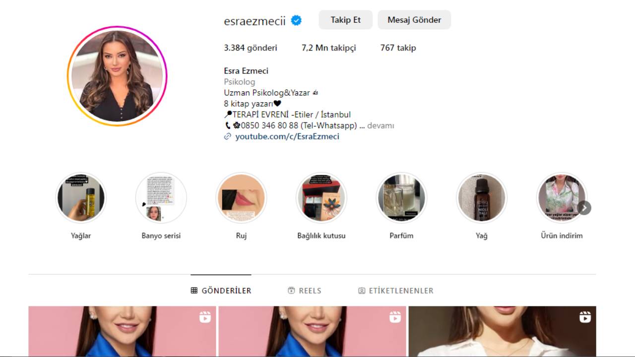 Esra Ezmeci İnstagram hesabı